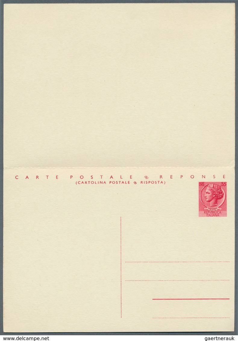 Italien - Ganzsachen: 1956: 35 L + 35 L Bilingual Replay Postal Stationery Card, Unused, Rare. (Mi. - Stamped Stationery