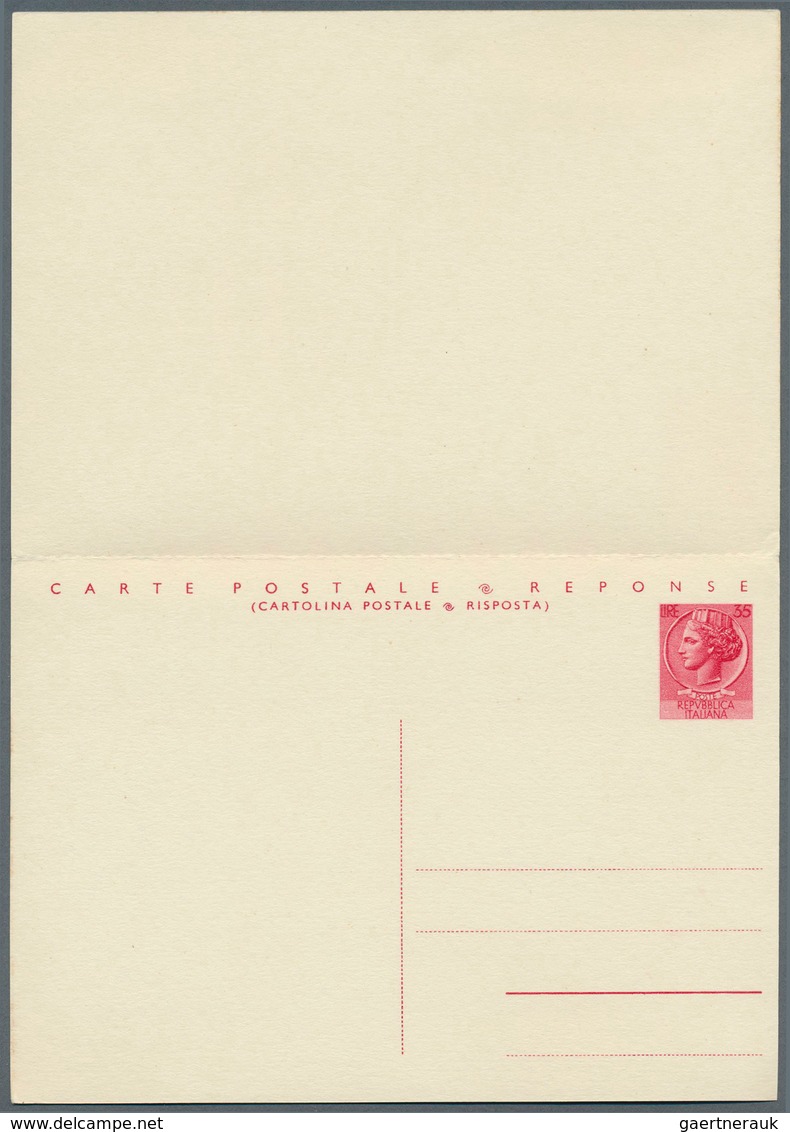 Italien - Ganzsachen: 1956: 35 L + 35 L Bilingual Replay Postal Stationery Card, Unused, Rare. (Mi. - Postwaardestukken