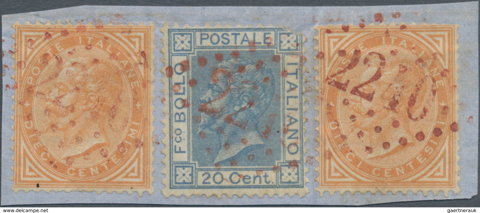 Italien - Besonderheiten: 1863/1867, 10 C Brown-orange Two Items Mixed Franking With 20 C Blue On Pi - Sin Clasificación