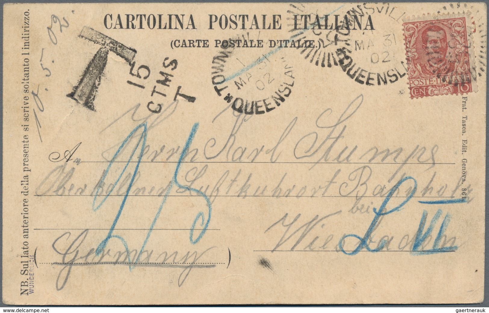 Italien - Besonderheiten: 1902, Incoming Mail/souvenier Postcart Of Genova Franked With Italy 10 C B - Zonder Classificatie