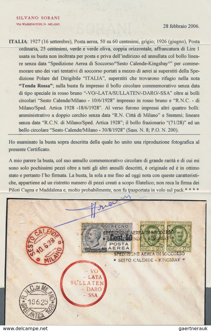 Italien - Besonderheiten: 1928, Polarfahrt Mit Dem Ballon "Italia", Frankiert Mit 2 X 25 C. Floreale - Unclassified