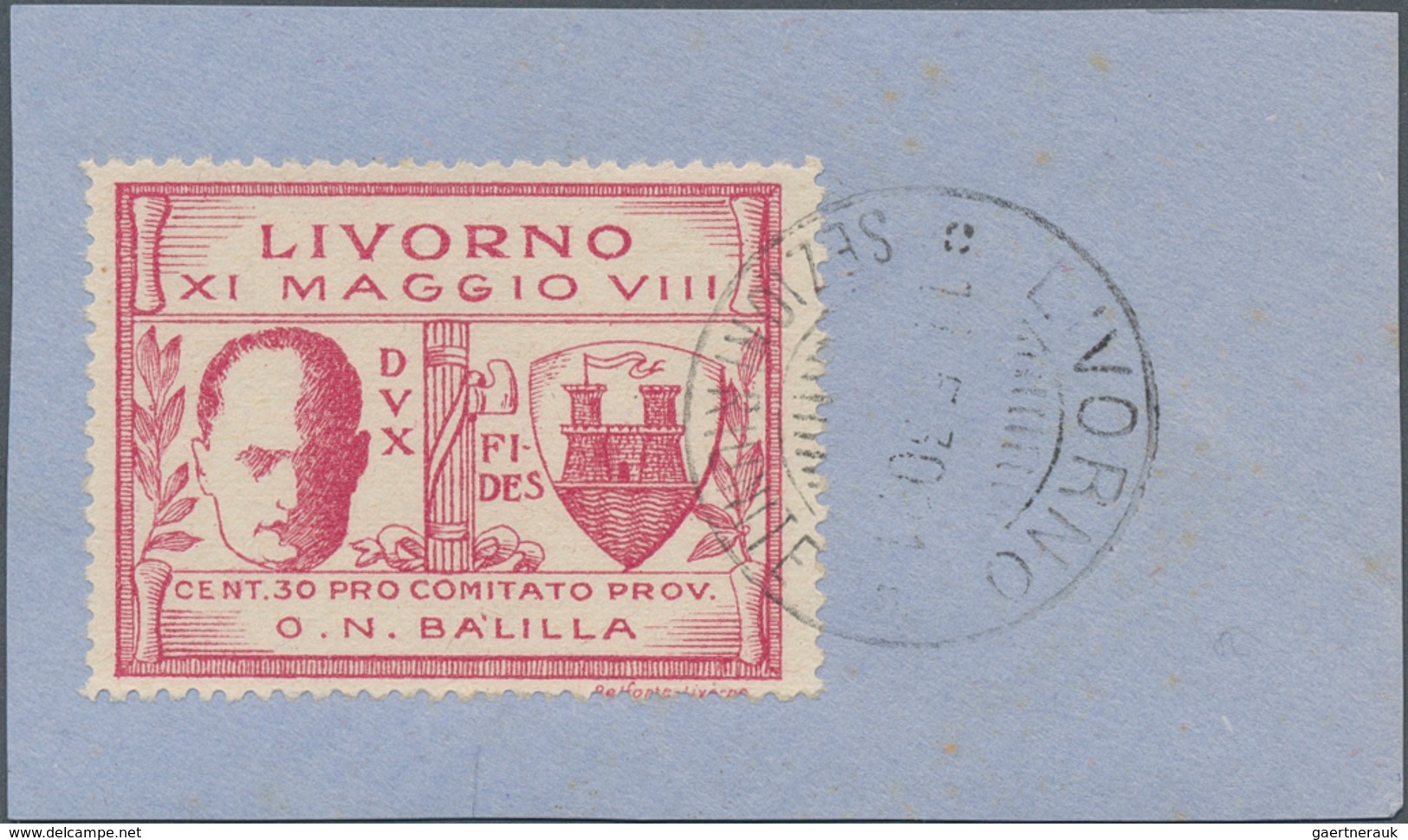 Italien - Besonderheiten: 1930, LIVORNO LOCAL ISSUE: Visit Of Mussolini In Livorno 30c. Rose-lilac W - Unclassified