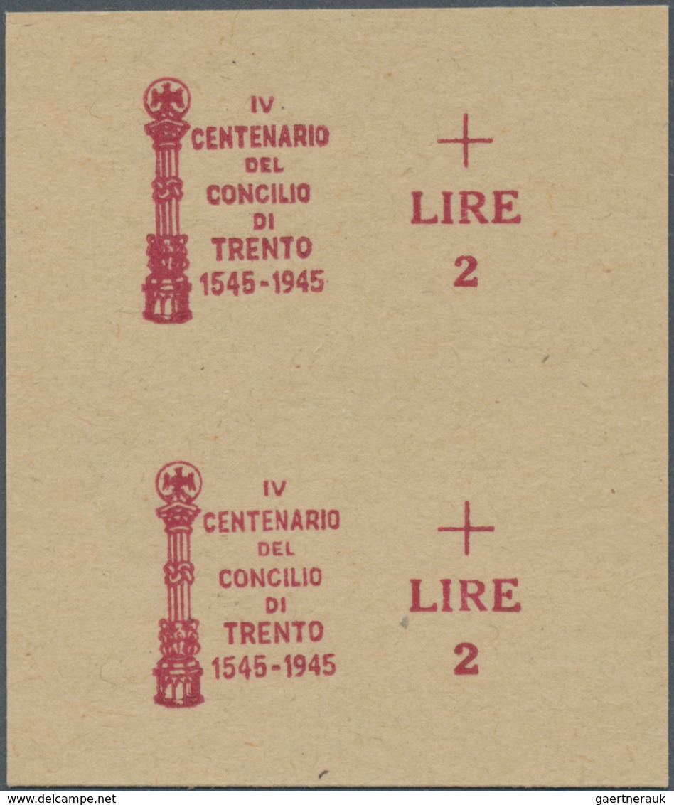 Italien - Besonderheiten: 1945, "IV CENTENARIO EL CONCILIO DI TRENTO 1545-1945 + LIRE 2", Overprint - Sin Clasificación