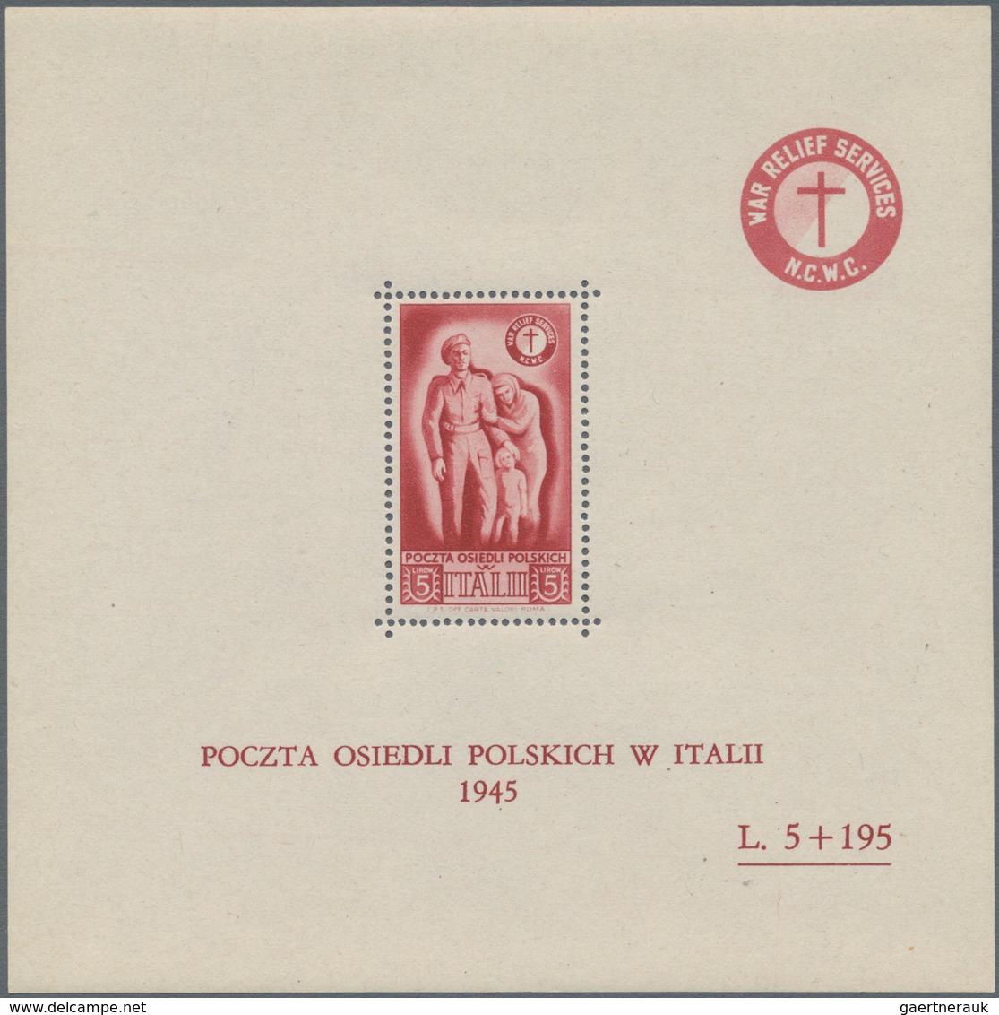 Italien - Besonderheiten: 1946, POLISH CORPS: War Relief Services Complete Set Of Three Miniature Sh - Sin Clasificación