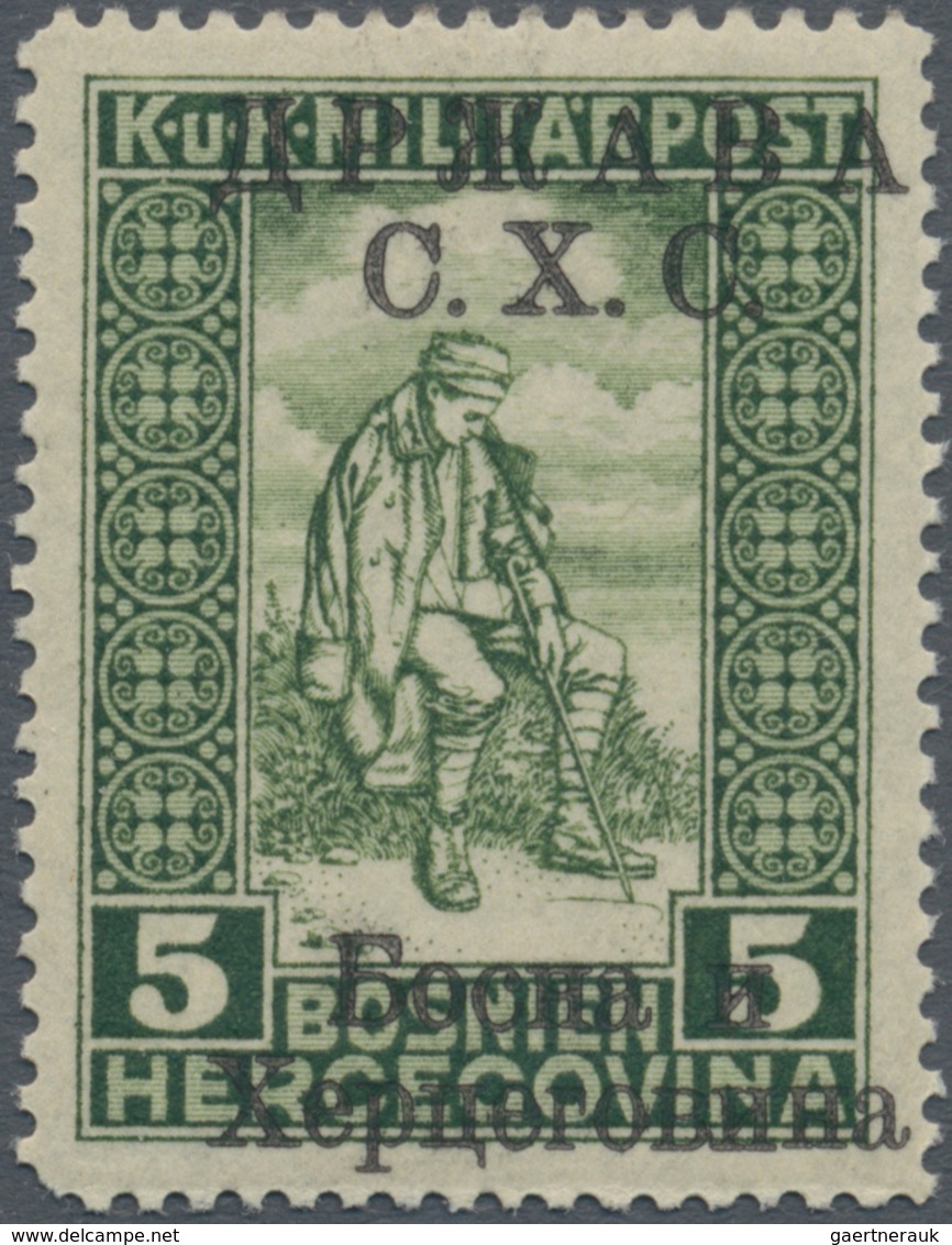 Jugoslawien: 1918, Bosnian Semipostal (wounded Soldier) 5 + 2 (H) With Black Overprint In Cyrillic. - Other & Unclassified