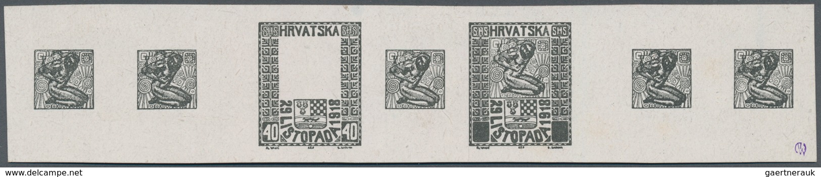Jugoslawien: 1918. "Freedom For Croatia". 40 (Fil) Black, Imperforated, Thick, White Chalky Carton P - Other & Unclassified