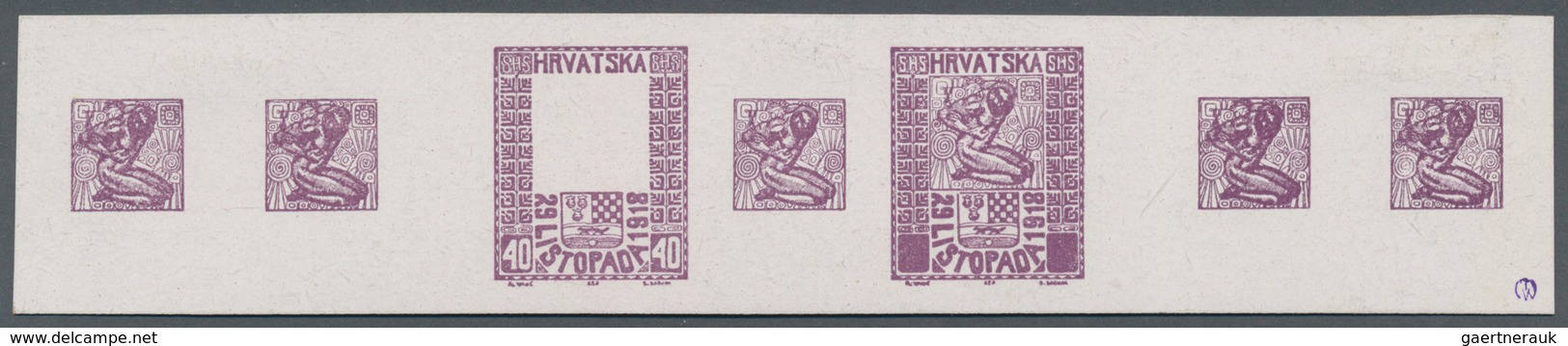 Jugoslawien: 1918. "Freedom For Croatia". 40 (Fil) Violet, Imperforated, Thick, White Chalky Carton - Andere & Zonder Classificatie