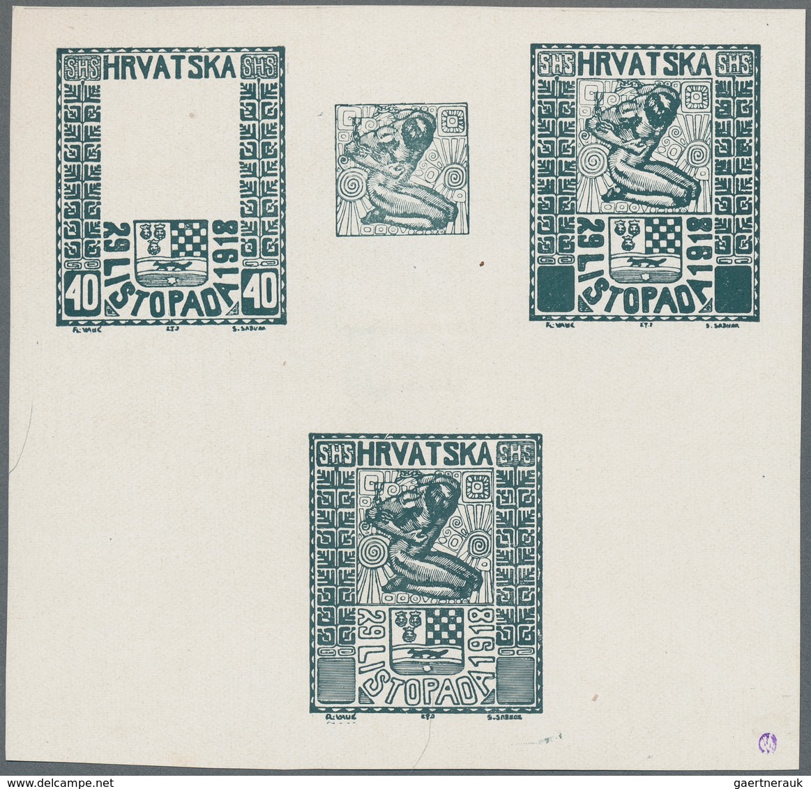 Jugoslawien: 1918. "Freedom For Croatia", 40 (Fil) Grey-green, Imperforated, White Chalky Paper, 115 - Altri & Non Classificati