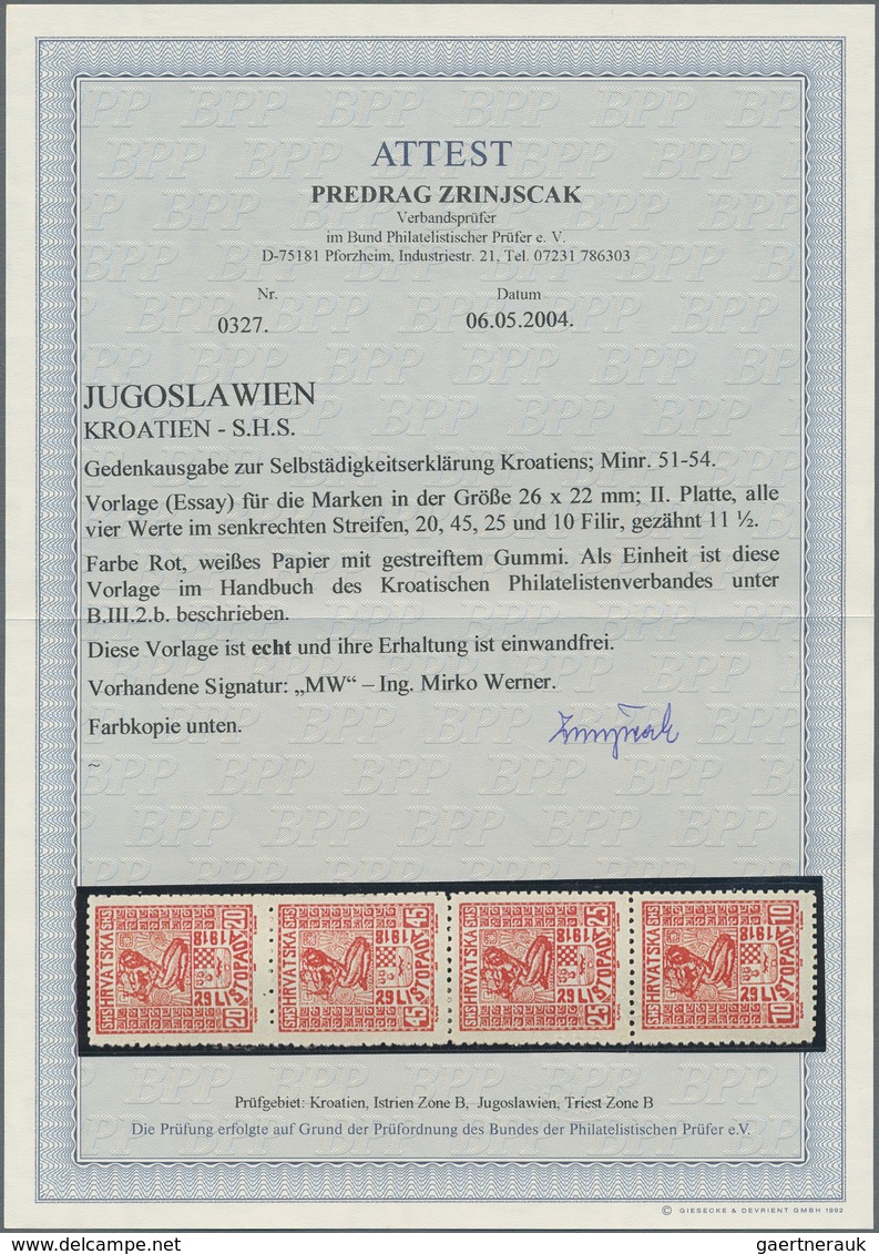 Jugoslawien: 1918. Freedom For Croatia. ESSAYS. 20 (Fil), 45 (Fil), 25 (Fil) And 10 (Fil), Red, Perf - Other & Unclassified