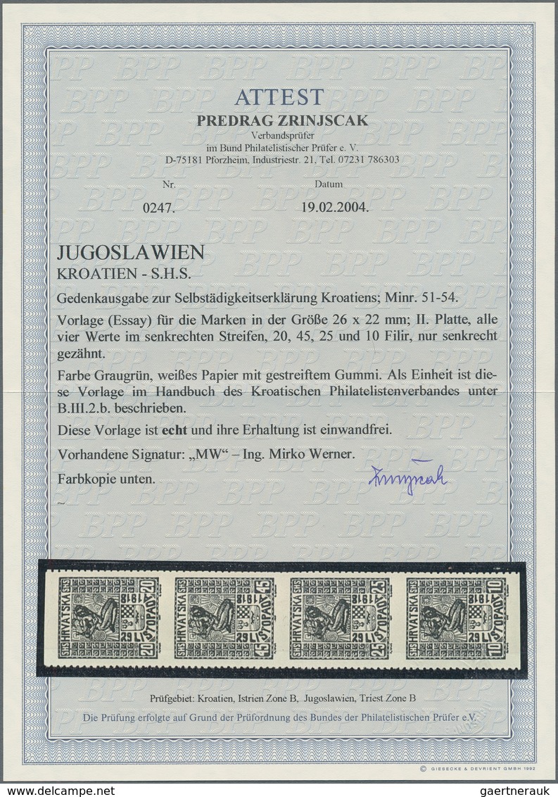 Jugoslawien: 1918. Freedom For Croatia. ESSAYS. 20 (Fil), 45 (Fil), 25 (Fil) And 10 (Fil), Grey-gree - Andere & Zonder Classificatie
