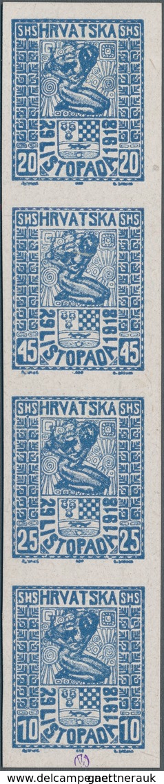 Jugoslawien: 1918. Freedom For Croatia. ESSAYS. 20 (Fil), 45 (Fil), 25 (Fil) And 10 (Fil), Blue, Whi - Other & Unclassified