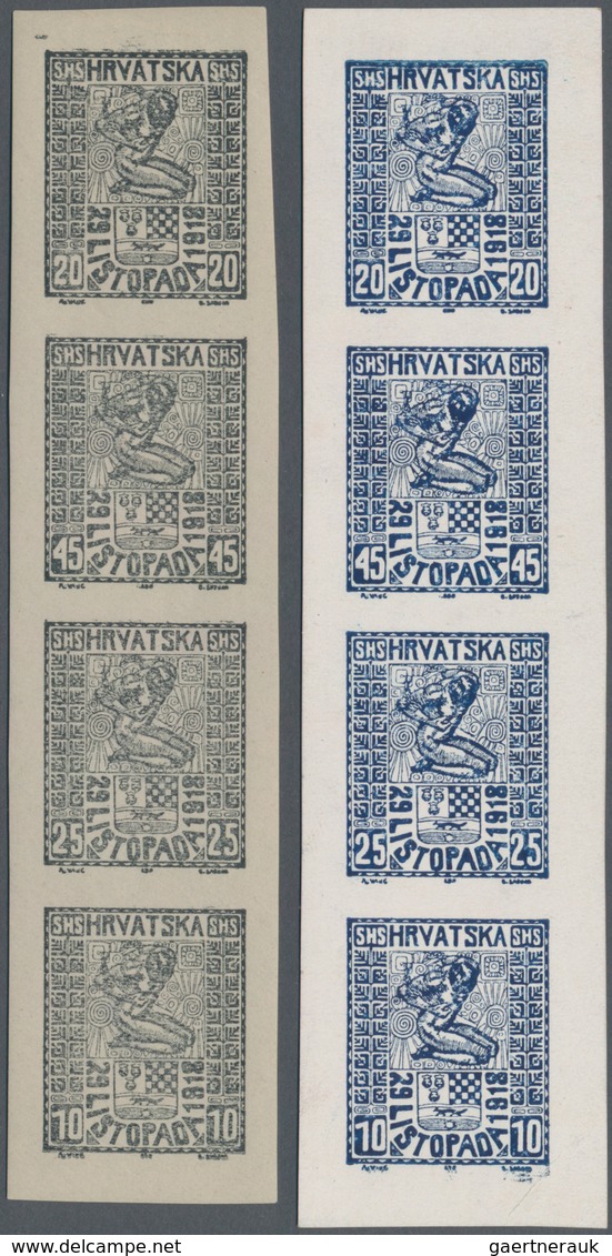 Jugoslawien: 1918. "Freedom For Croatia". FORGERIES. 20, 45, 25 & 10 (Fil), Grey-black Resp Violet-b - Andere & Zonder Classificatie