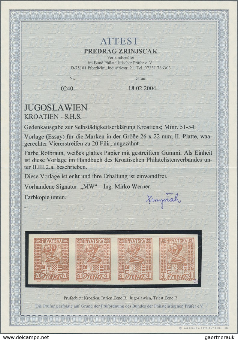 Jugoslawien: 1918. Freedom For Croatia. 20 (Fil) Brownish-red, IMPERFORATED, Smooth White Paper With - Other & Unclassified