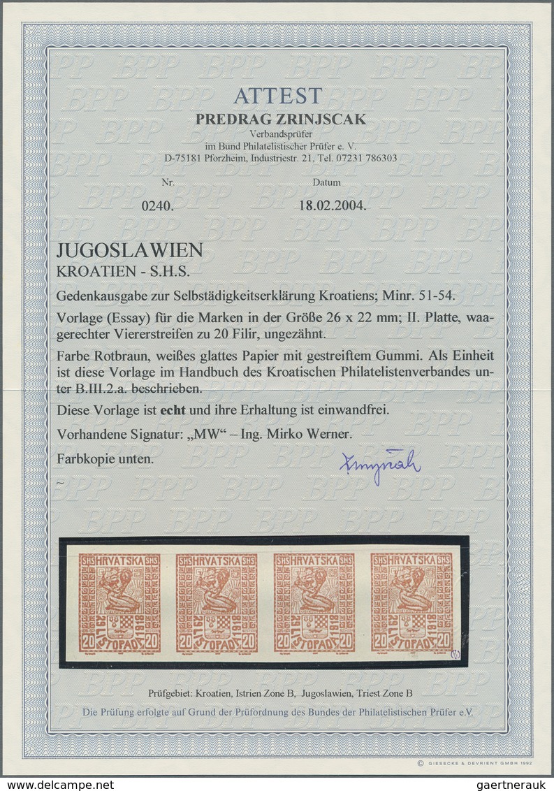 Jugoslawien: 1918. Freedom For Croatia. 20 (Fil) Brownish-red, IMPERFORATED, Smooth White Paper With - Andere & Zonder Classificatie