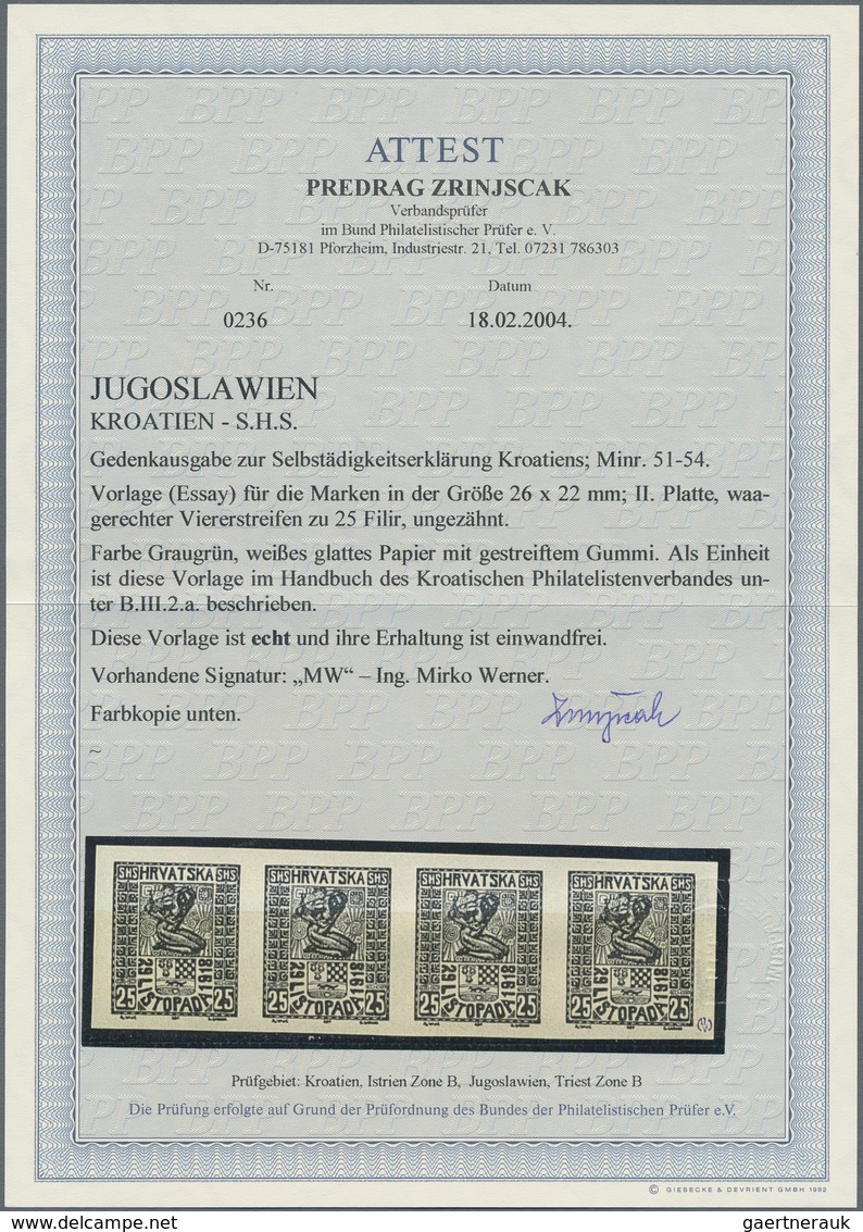 Jugoslawien: 1918. Freedom For Croatia. 25 (Fil) Dark Gray-green, IMPERFORATED, Smooth White Paper W - Other & Unclassified