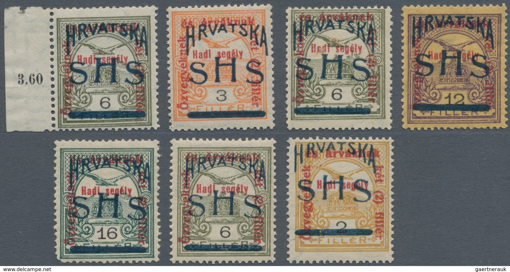 Jugoslawien: 1918, SHS Overprints, Issued Overprint In Blue Applied On Hungary War Charity Stamps, G - Other & Unclassified