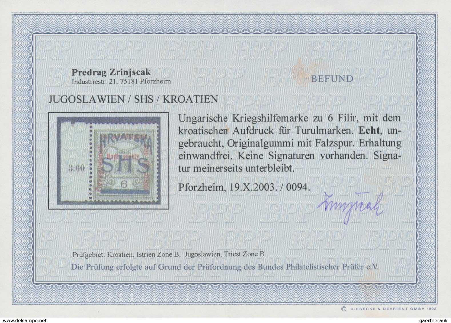 Jugoslawien: 1918, SHS Overprints, Issued Overprint In Blue Applied On Hungary War Charity Stamps, G - Andere & Zonder Classificatie