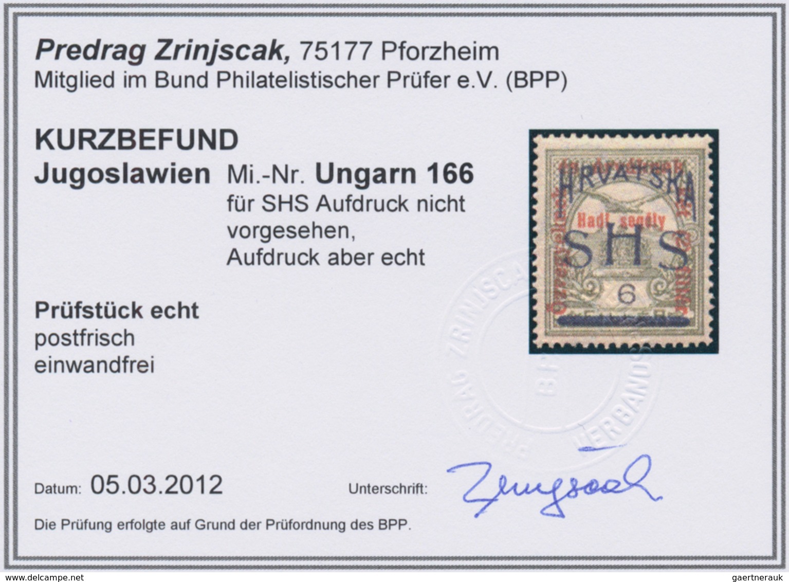 Jugoslawien: 1918, SHS overprints, issued overprint in blue applied on Hungary War charity stamps, g