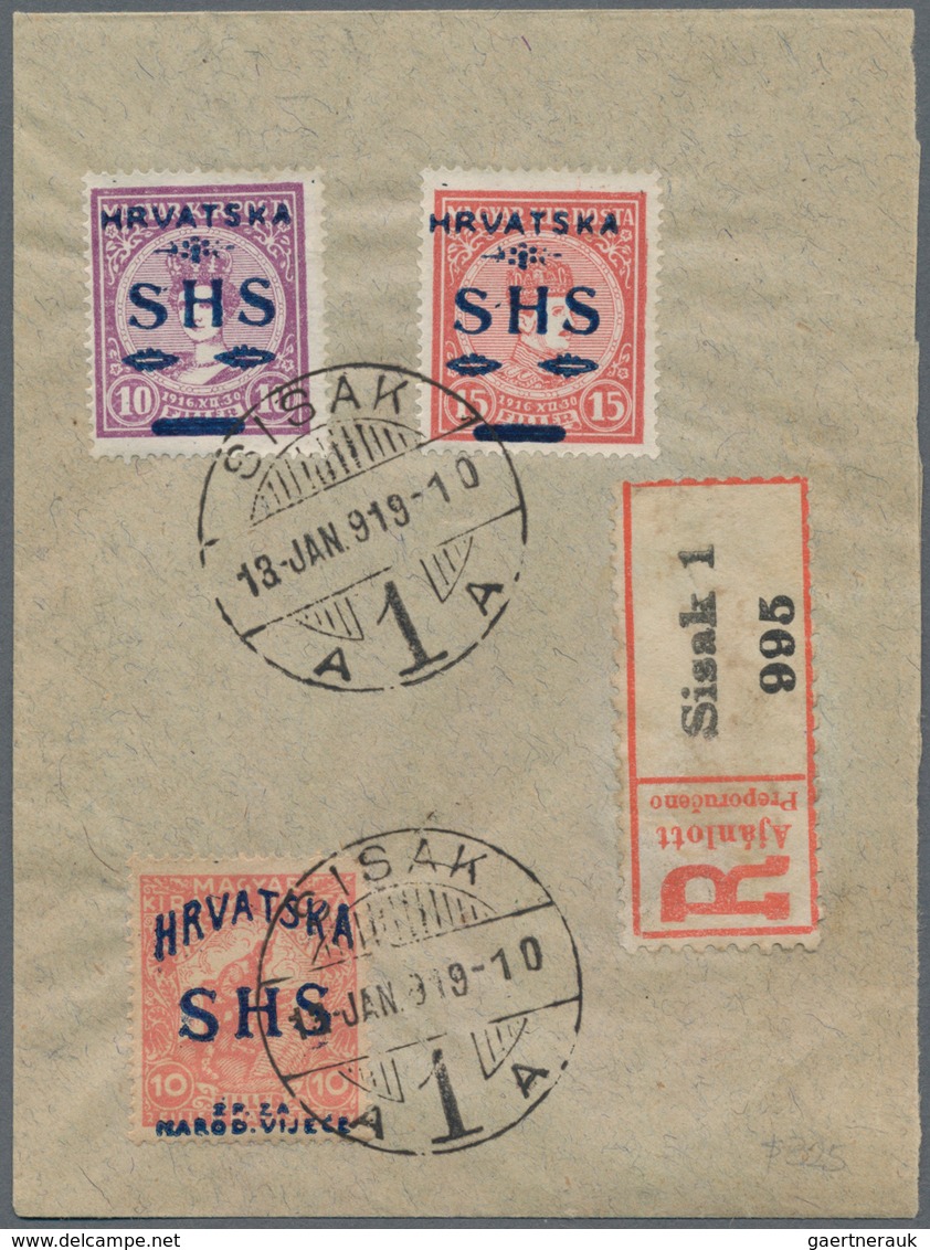 Jugoslawien: 1919, Part Of A Registered Letter To Switzerland (left Half Of Envelope), Bearing 10 F - Andere & Zonder Classificatie