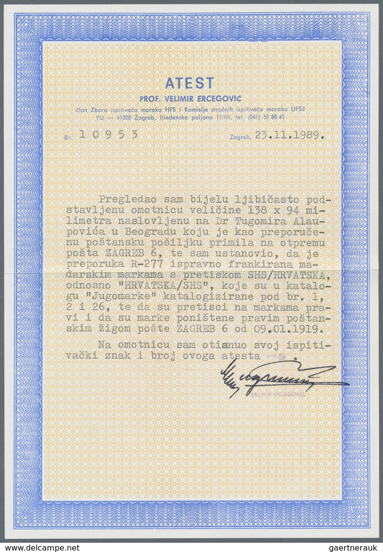 Jugoslawien: 1919. Registered Letter To A Government Minister In Belgrade, Old Style "R" Label Appli - Other & Unclassified
