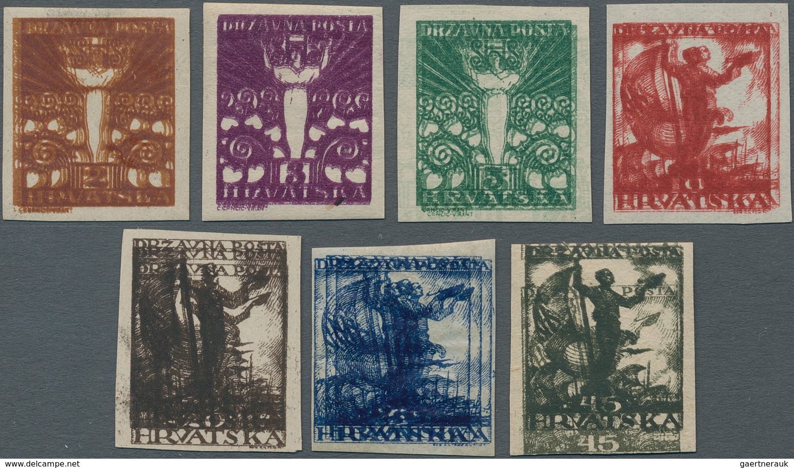 Jugoslawien: 1919. Allegories Of Freedom ("Angel Of Peace" & "Sailor With Standard"). 3f Brown, 3 F - Andere & Zonder Classificatie