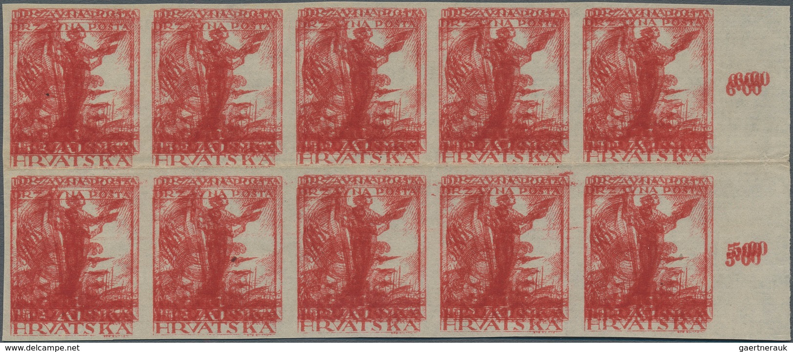 Jugoslawien: 1919. "Sailor With Standard". 10f Red, IMPERFORATED, Unused Horizontal Block Of Ten Wit - Other & Unclassified