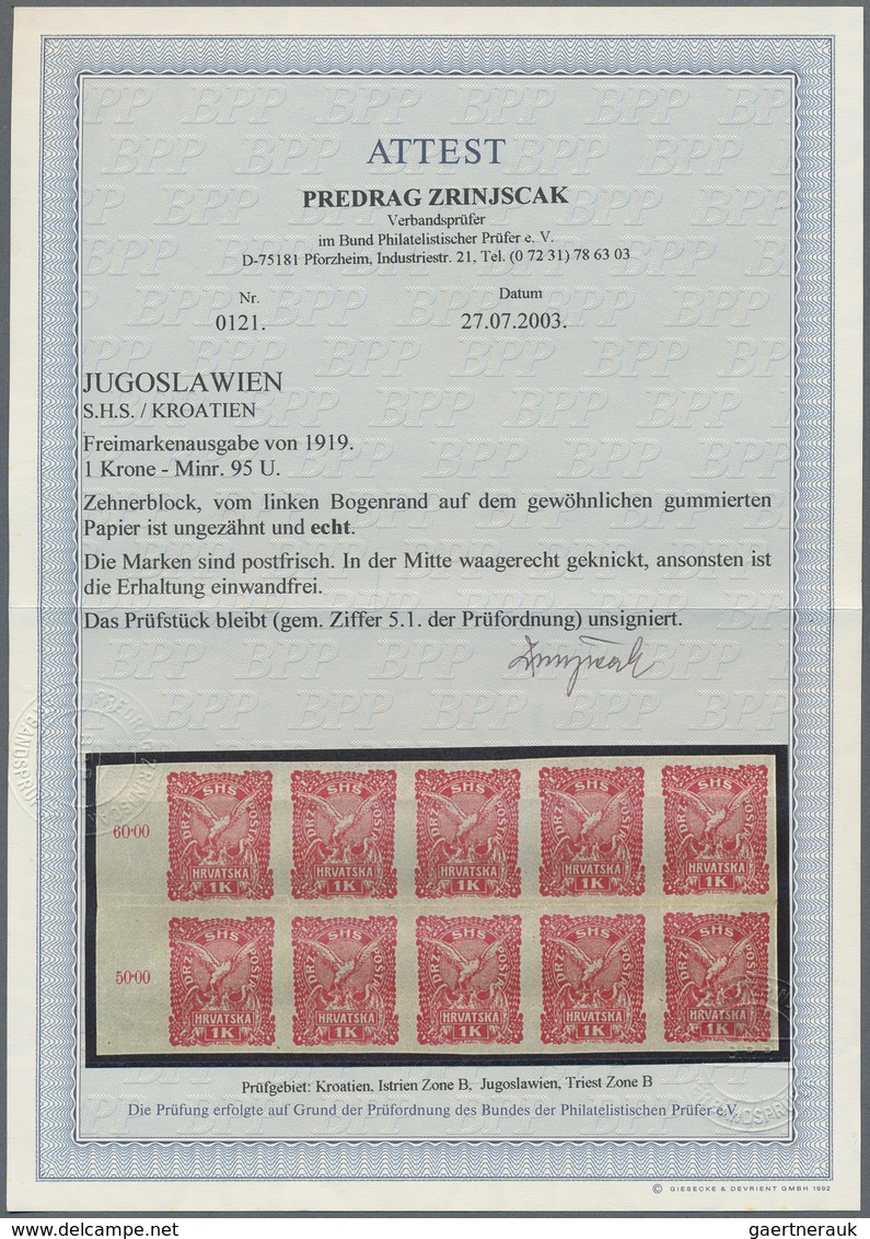 Jugoslawien: YUGOSLAVIA - SHS CROATIA. 1919. "Allegories Of Freedom" Definitives (Falcon - Symbol Of - Other & Unclassified