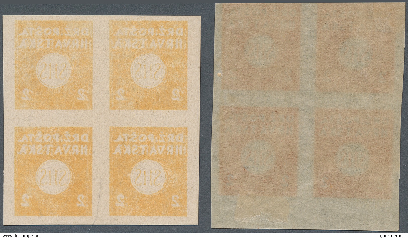 Jugoslawien: 1919. Newspaper Stamp. 2 H Orange-yellow, IMPERFORATED. VEry Fine Mint Marginal Block O - Otros & Sin Clasificación