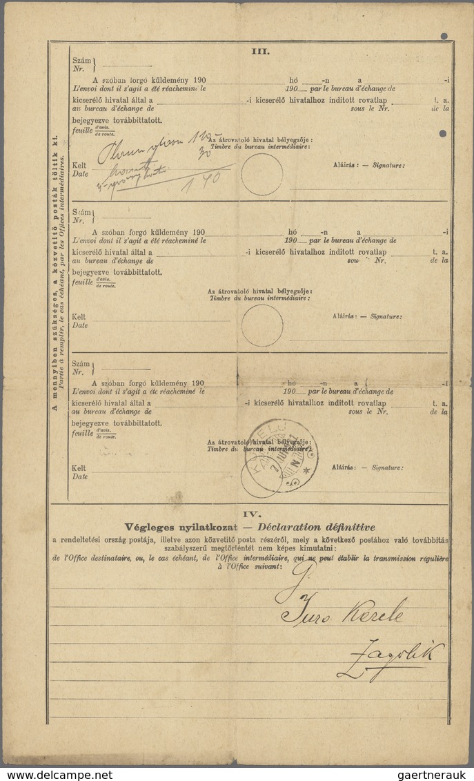 Jugoslawien: 1921, Postal Chaser Form No. 431 ("Reclamation D'un(e)...") Used By Hungarian Postal Au - Other & Unclassified