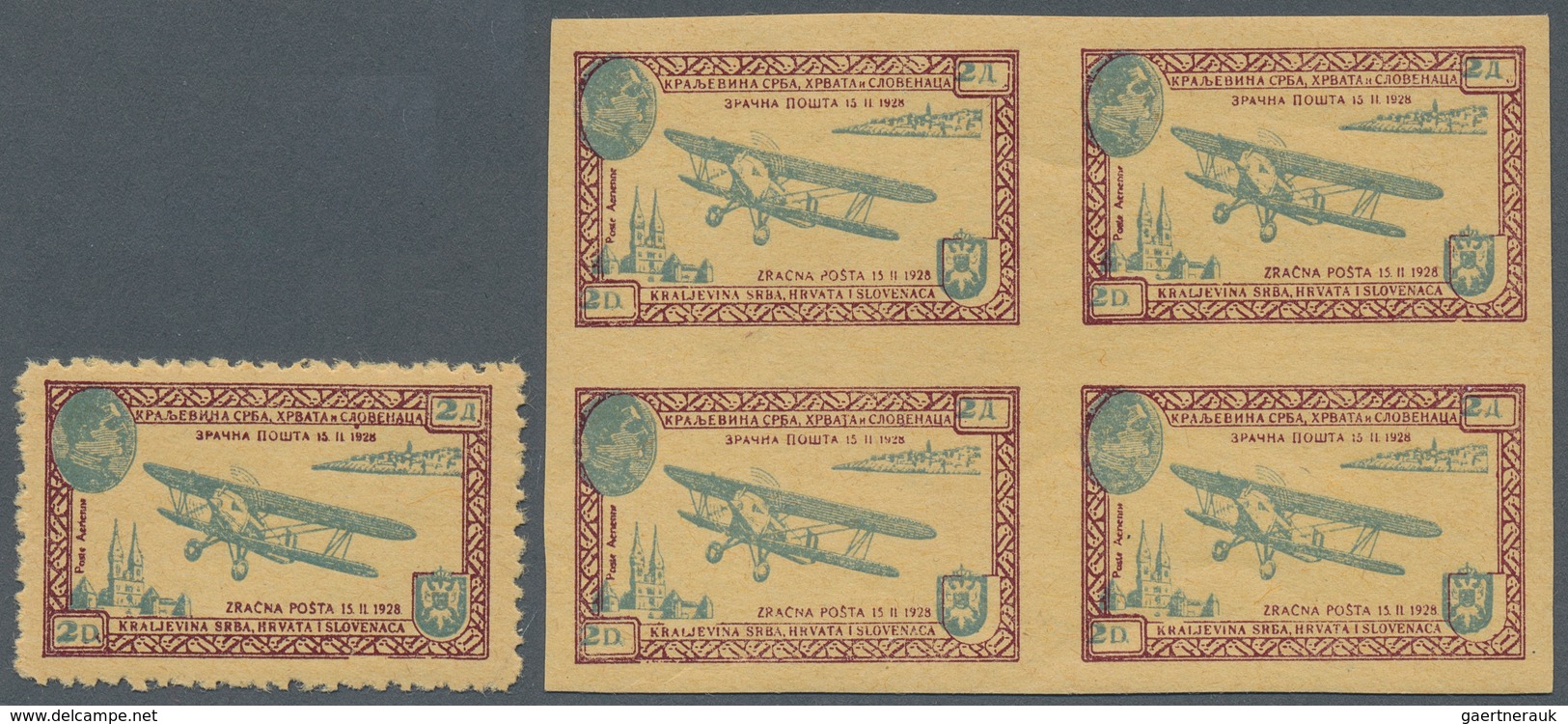 Jugoslawien: 1928. AIRMAIL. ESSAY. Prepared But Not Issued. 2 D Blue/buff, Perf. L1, Inscribed "KRAL - Other & Unclassified