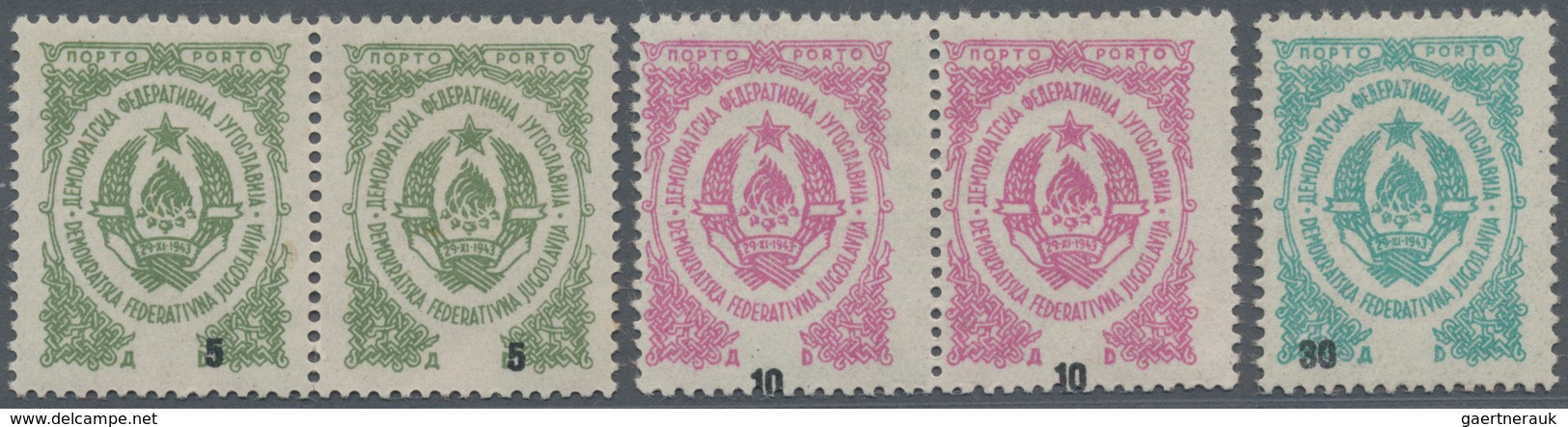 Jugoslawien - Portomarken: 1945. Postage Dues. VARIETIES. 5 D Light Green, 10 D Pink And 30 D Blue-g - Postage Due