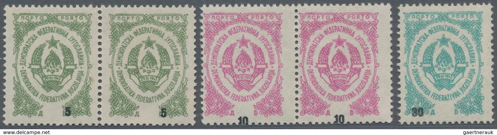 Jugoslawien - Portomarken: 1945. Postage Dues. VARIETIES. 5 D Light Green, 10 D Pink And 30 D Blue-g - Strafport