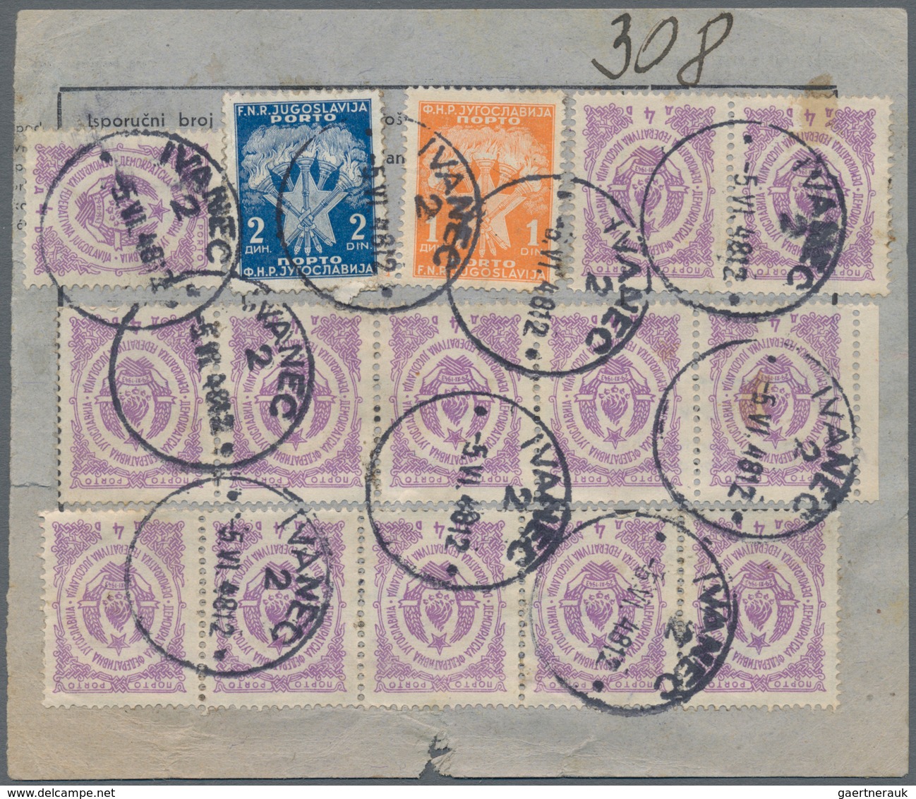 Jugoslawien - Portomarken: 1948. REPLACEMENT PARCEL CARD (Obrazac # 2944/1947 - Naknadi Sprovodni Li - Postage Due