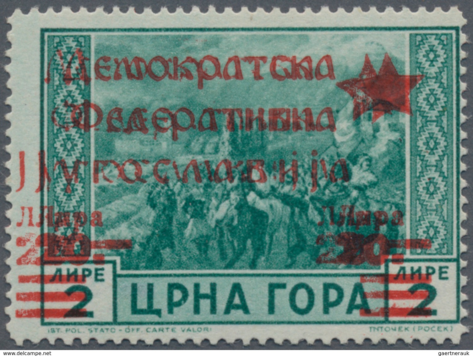 Jugoslawien - Volksrepubliken 1945: Montenegro: 1945. Cetinje Issue. Stamp Of Italian Occupation Ove - Other & Unclassified