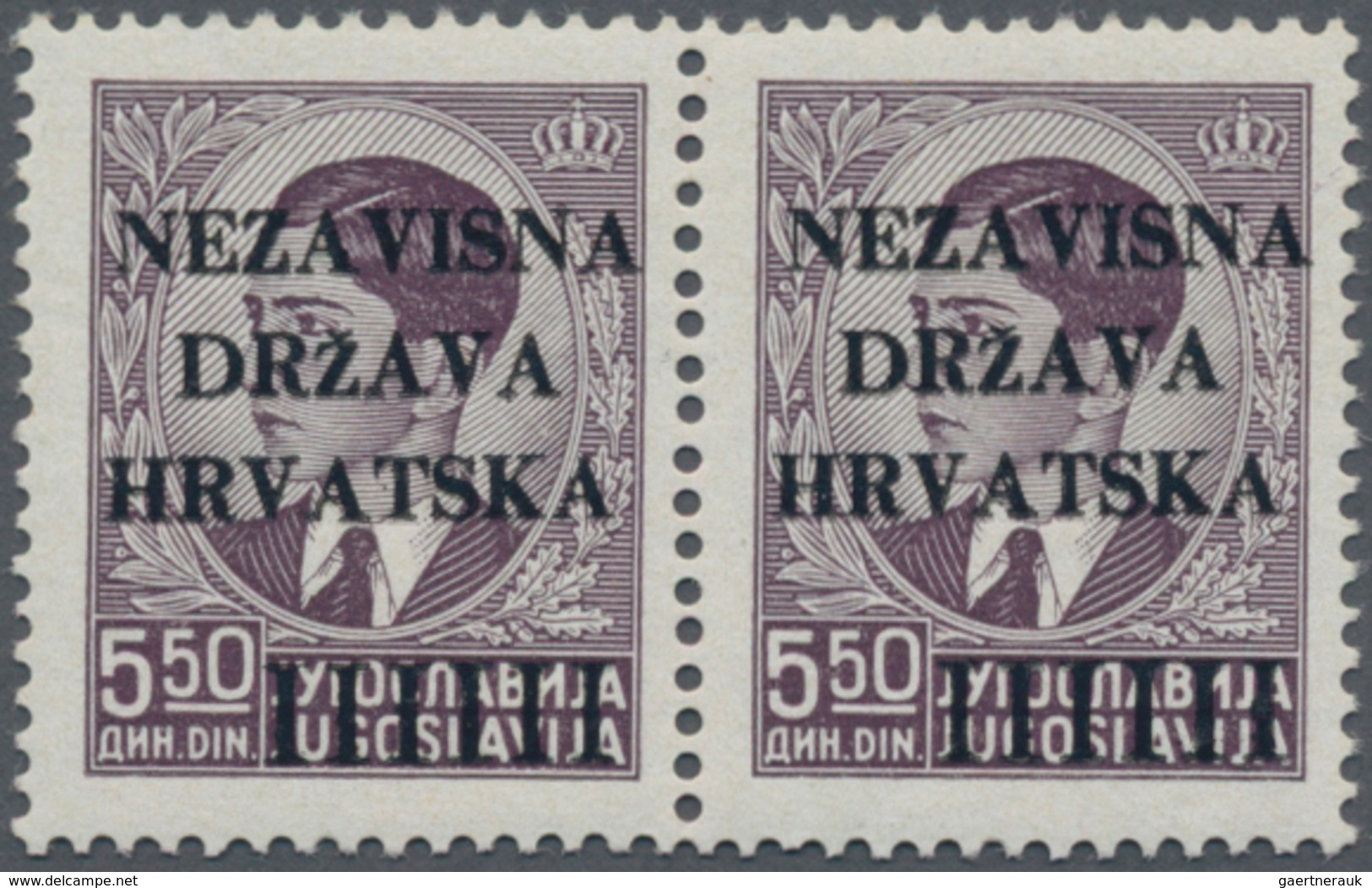 Kroatien: 1941. 1st Croation Provisional Issue. 5.50 D Dull Violet, Comb Perf 12 1/2. Mint Never Hin - Croatia