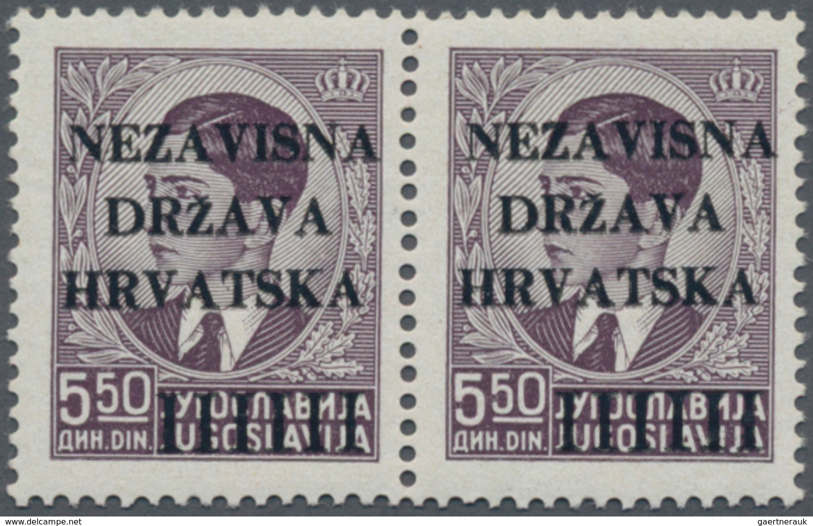 Kroatien: 1941. 1st Croation Provisional Issue. 5.50 D Dull Violet, Comb Perf 12 1/2. Mint Never Hin - Kroatië