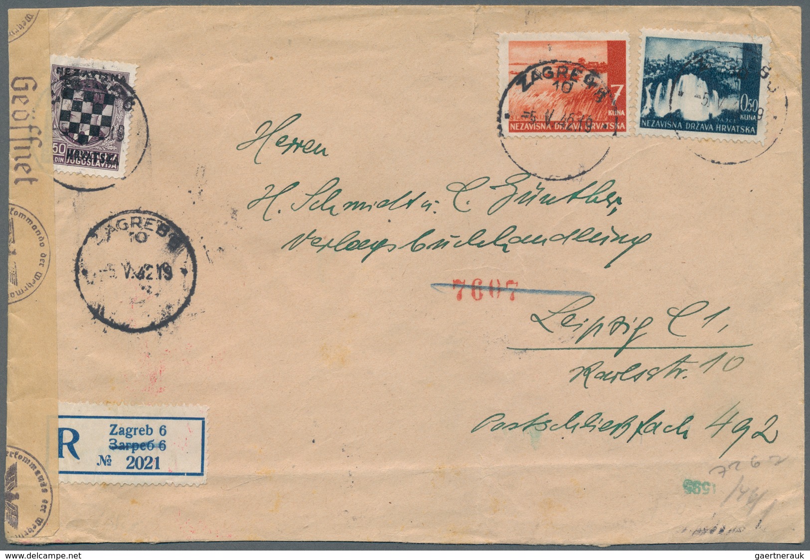 Kroatien: 1942. Registered Letter To Germany, Franked 5.50D Dark Brown-violet (Michel 17) Of 2nd Cro - Kroatië