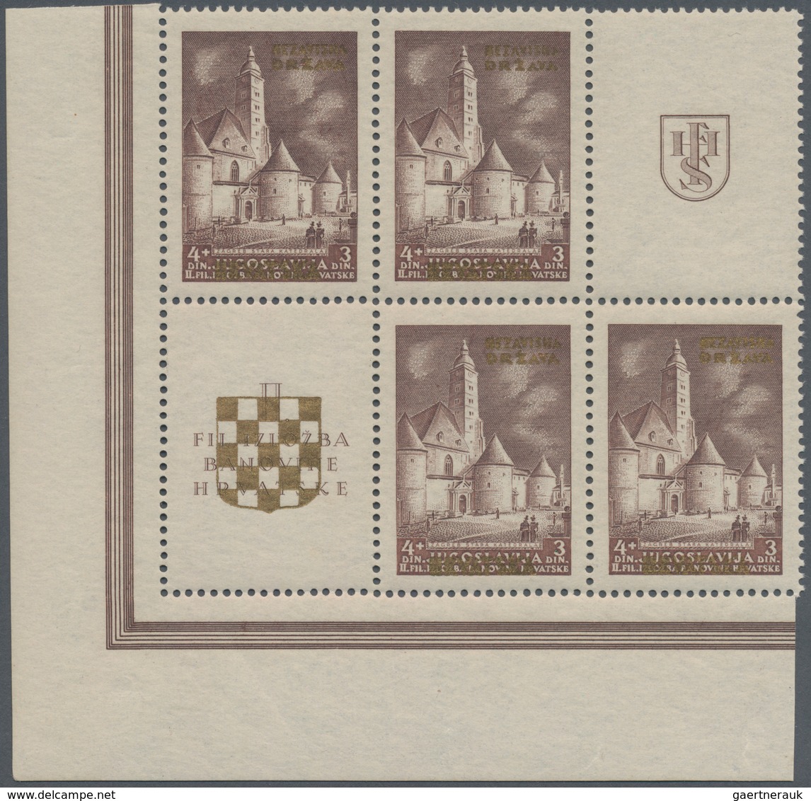 Kroatien: 1941. Provisional Issue. Prepared But Nut Issued Jugoslavian Stamps For The Philatelic Exh - Kroatië