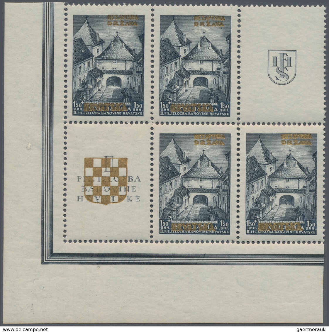 Kroatien: 1941. Provisional Issue. Prepared But Nut Issued Jugoslavian Stamps For The Philatelic Exh - Kroatië