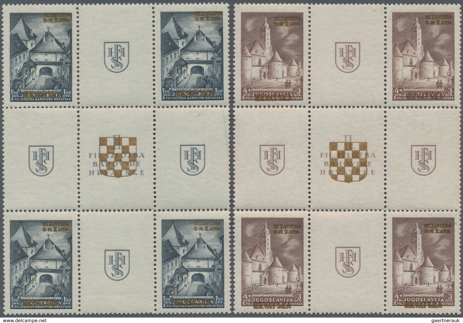 Kroatien: 1941. Provisional Issue. Prepared But Nut Issued Jugoslavian Stamps For The Philatelic Exh - Kroatië