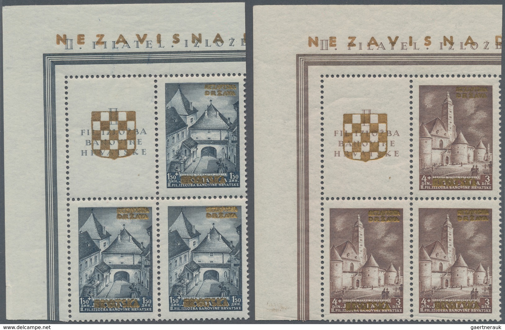 Kroatien: 1941. Gold Provisionals. Prepared But Nut Issued Jugoslavian Stamps For The Philatelic Exh - Kroatië