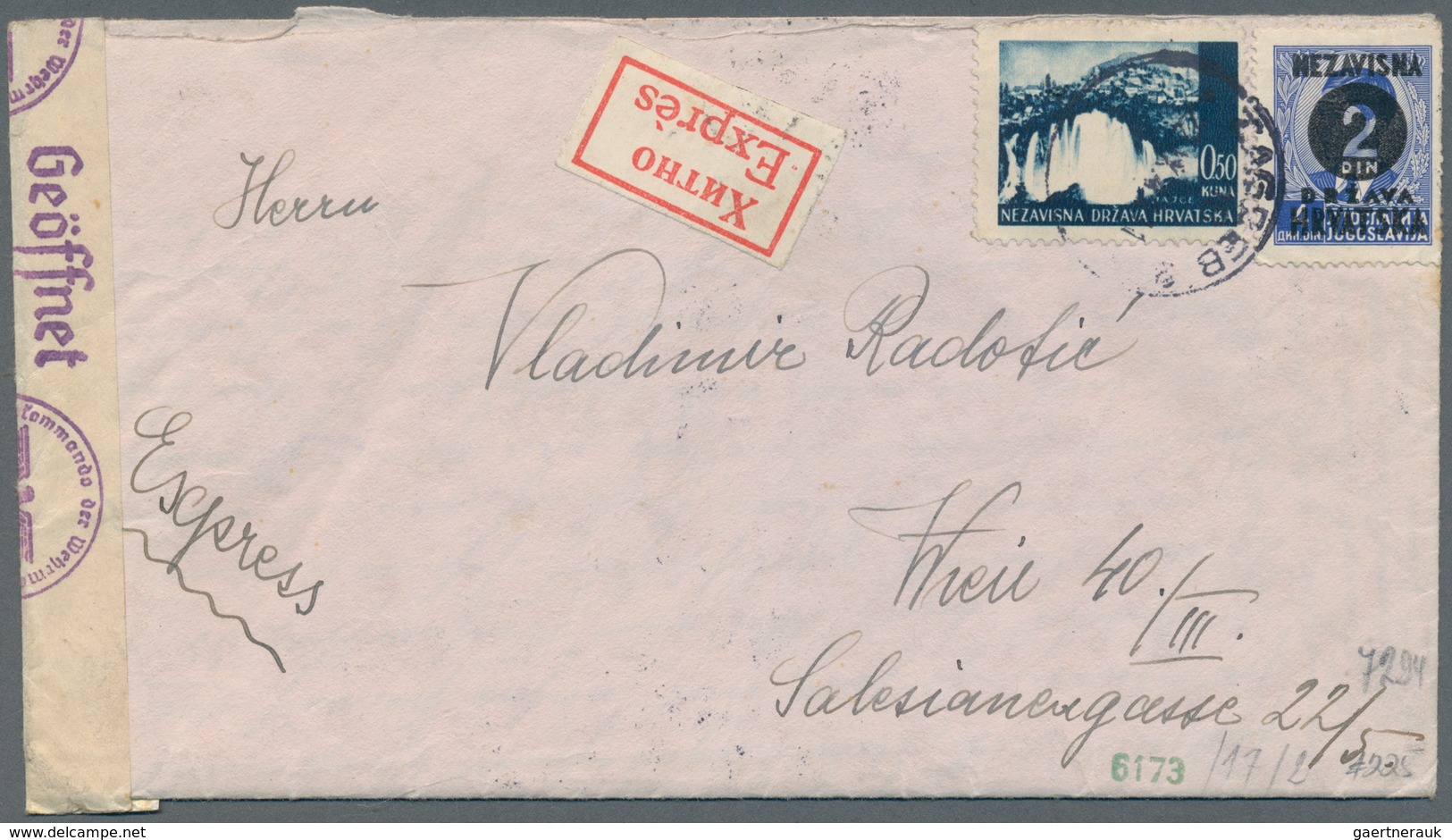Kroatien: 1941, Express Letter To VIENNA (with Full Contents) Franked At Front With 2 On 4D Ultramar - Kroatië