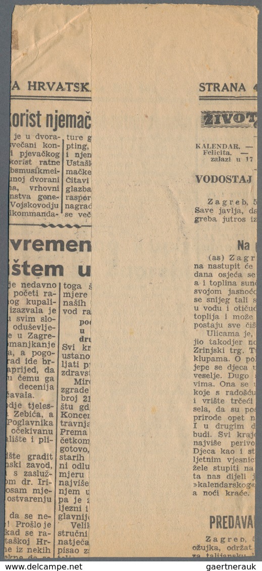 Kroatien: 1942. Two Homemade Newspaper Wrappers (made Of Contemporary Newspaper Waste), Both Address - Croatia