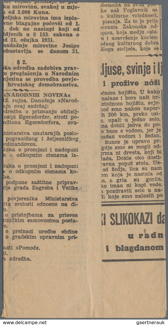 Kroatien: 1942. Two Homemade Newspaper Wrappers (made Of Contemporary Newspaper Waste), Both Address - Kroatië