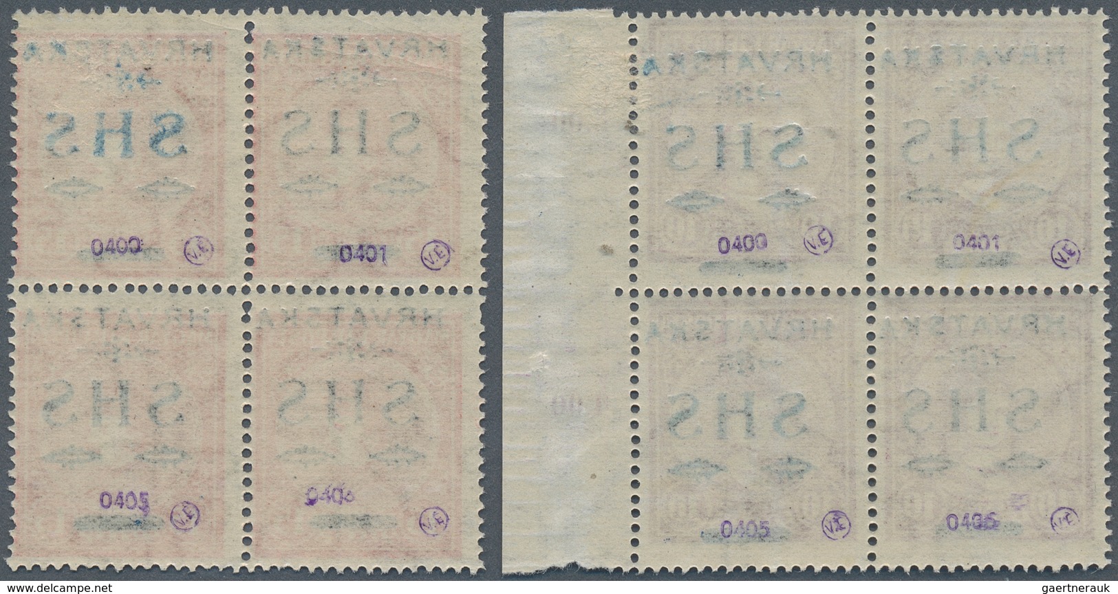 Kroatien: 1918, Stamps Of Hungary Overprinted "HRVATSKA SHS", Two Values, Mint Never Hinged Block Of - Kroatië
