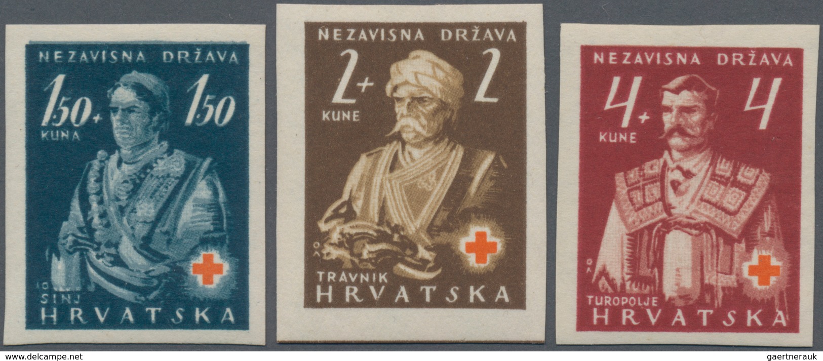 Kroatien: 1941. Red Cross. National Costumes. Fine Mint Set Of Three. - Kroatië