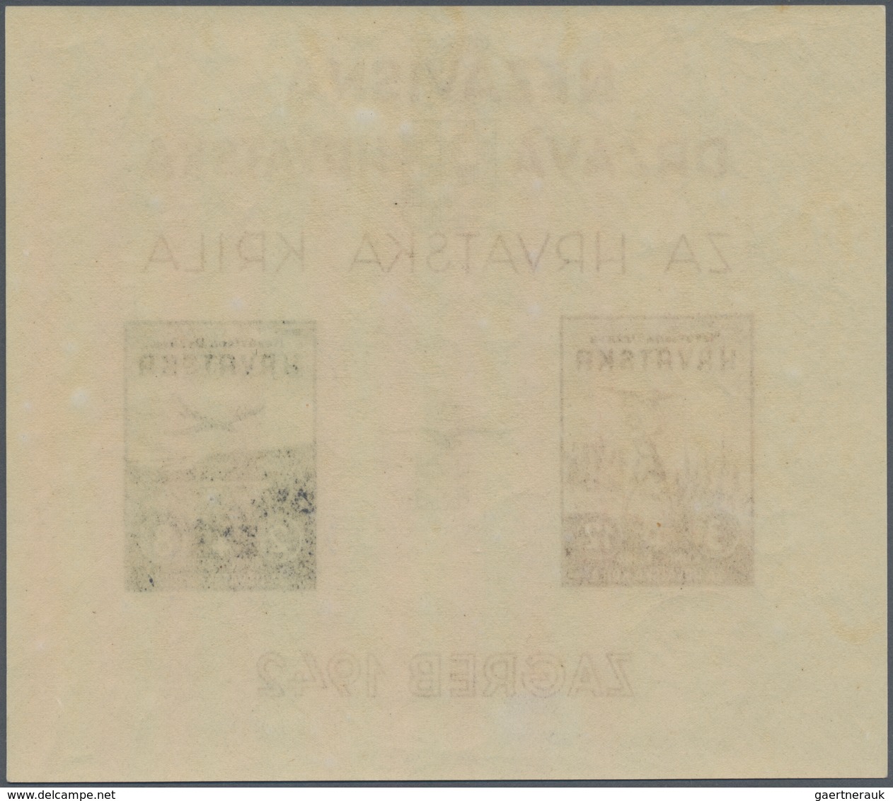 Kroatien: 1942. Aviation Fund. 3K+12K Brown Carmine And 2K+8K Deep Blue, Imperforated, With POSITION - Croatia