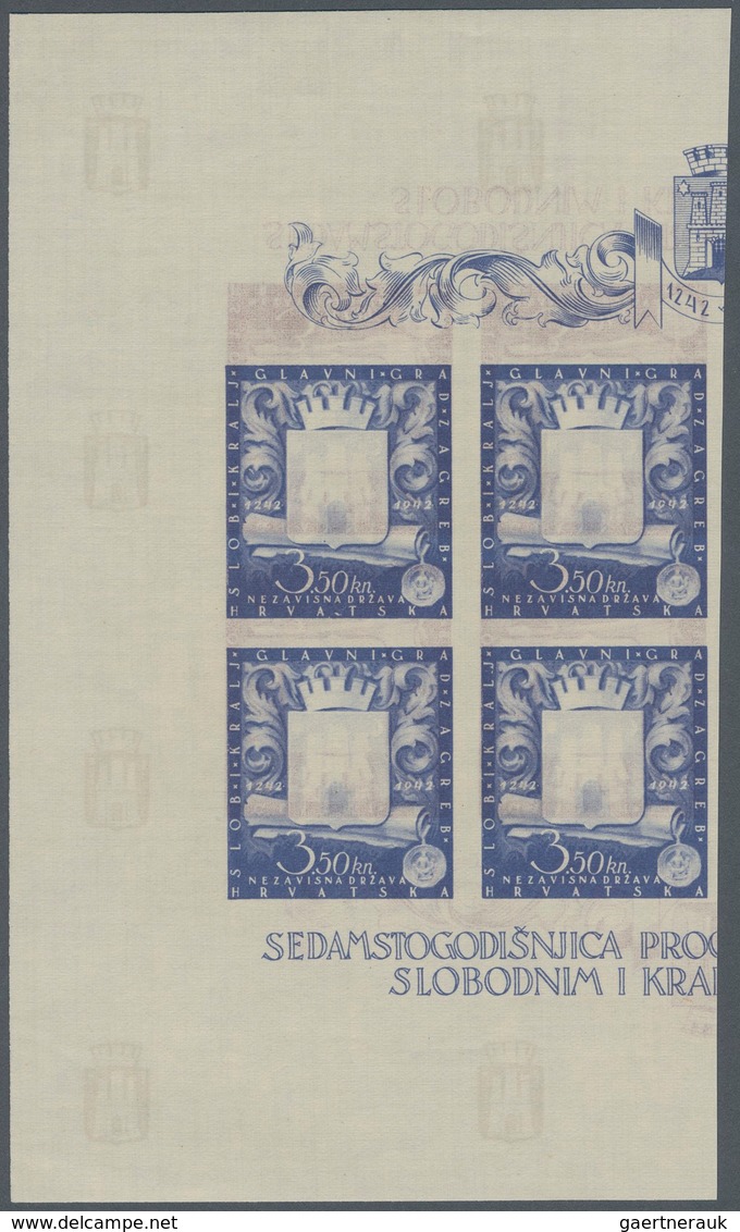 Kroatien: 1943 (23 Mar). Seventh Centenary Of Foundation Of Zagreb. Variety: 3,50K (+6,50K) Brown-pu - Croatia