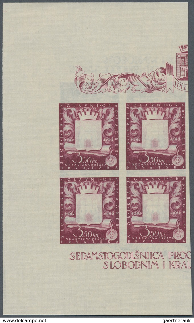 Kroatien: 1943 (23 Mar). Seventh Centenary Of Foundation Of Zagreb. Variety: 3,50K (+6,50K) Brown-pu - Croatia