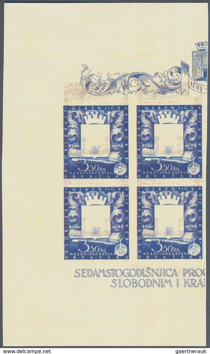 Kroatien: 1943 (23 Mar). Seventh Centenary Of Foundation Of Zagreb. Variety: 3,50K (+6,50K) Brown-pu - Croatia